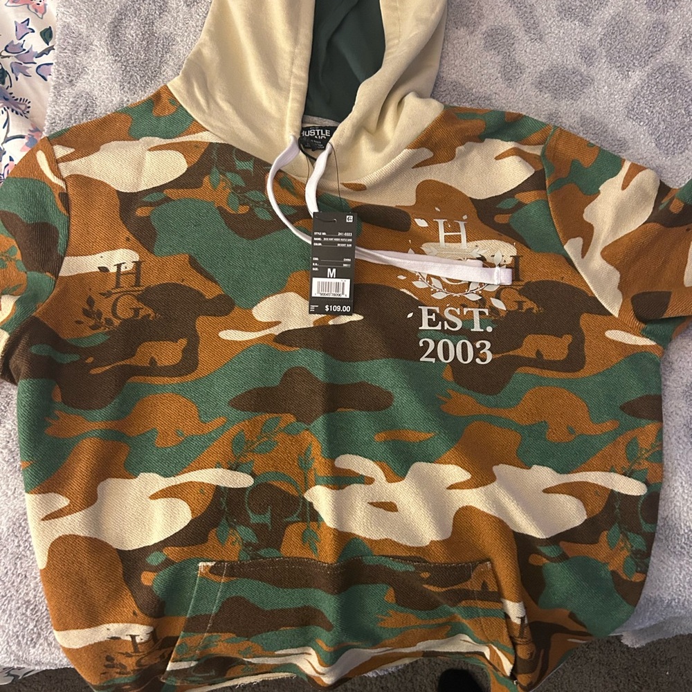 Hustle Gang Tan Green Brown Camo Hoodie Jacket